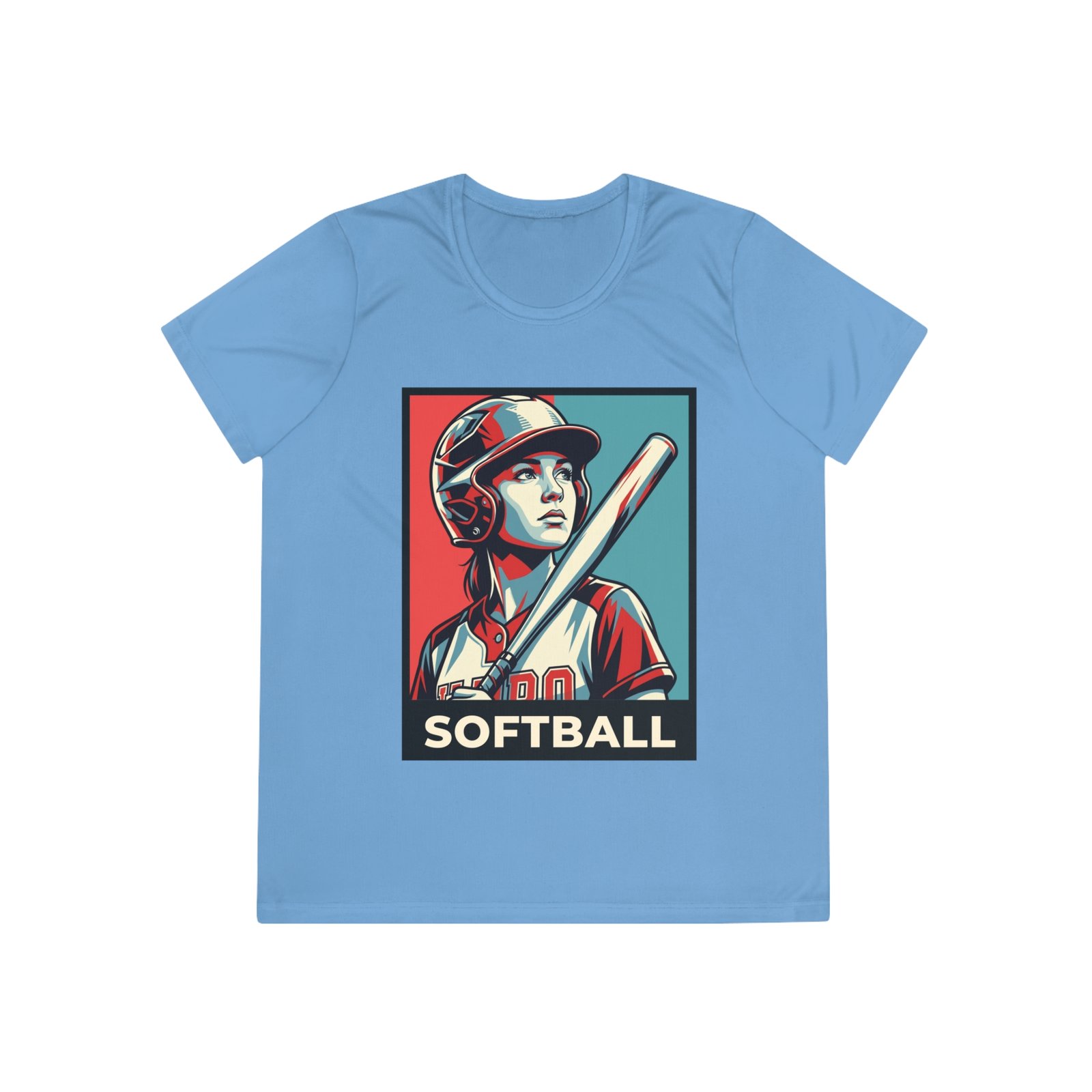 women’s softball player moisture wicking t shirt — vintage “softball” batter design women’s softball player moisture wicking t shirt — vintage “softball” batter design