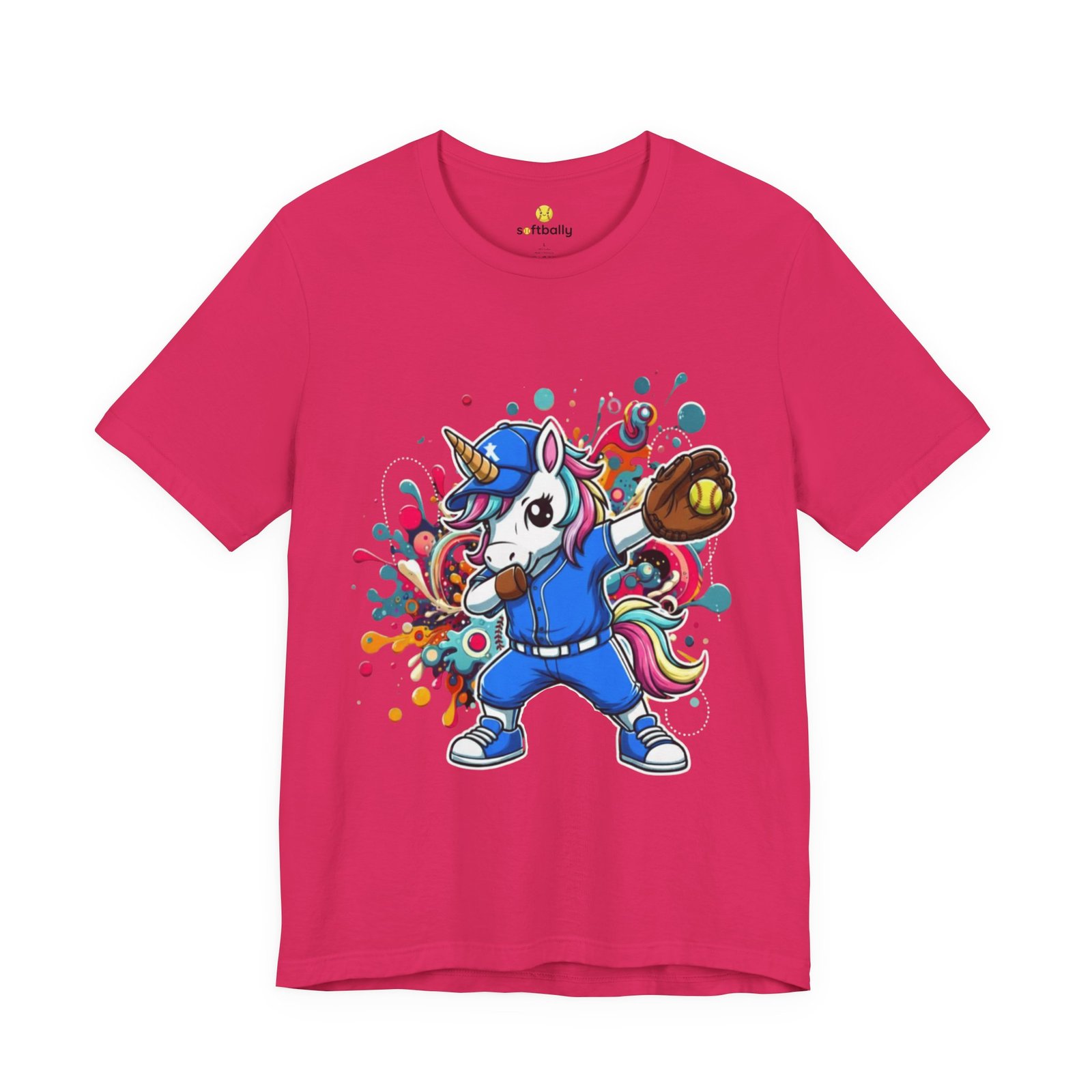 dabbing unicorn softball tee — colorful sports fun graphic t shirt dabbing unicorn softball tee — colorful sports fun graphic t shirt