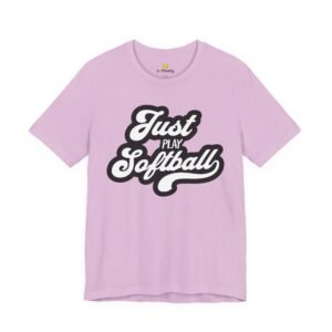 just play softball retro script t‑shirt (in pinks)
