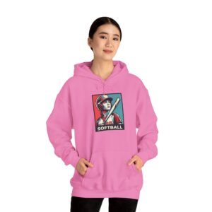 softball player graphic hoodie – vintage poster style softball sweatshirt