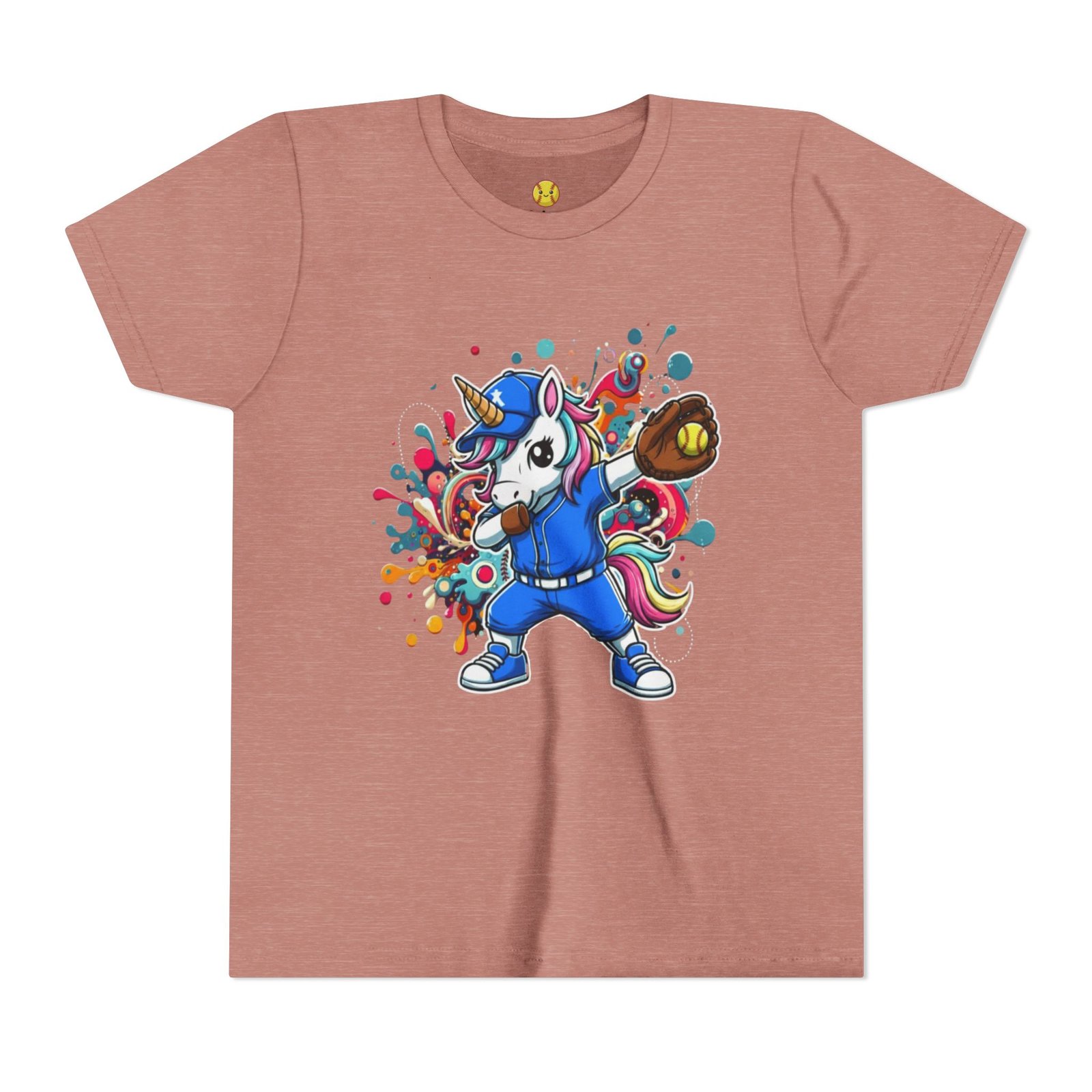 dabbing unicorn softball tee — colorful sports fun graphic t shirt in youth sizes dabbing unicorn softball tee — colorful sports fun graphic t shirt in youth sizes