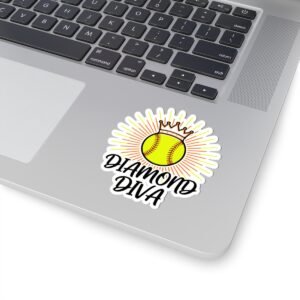 diamond diva softball sticker — crown & softball design