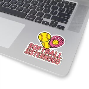 softball sisterhood sticker — pink glove & yellow ball sticker