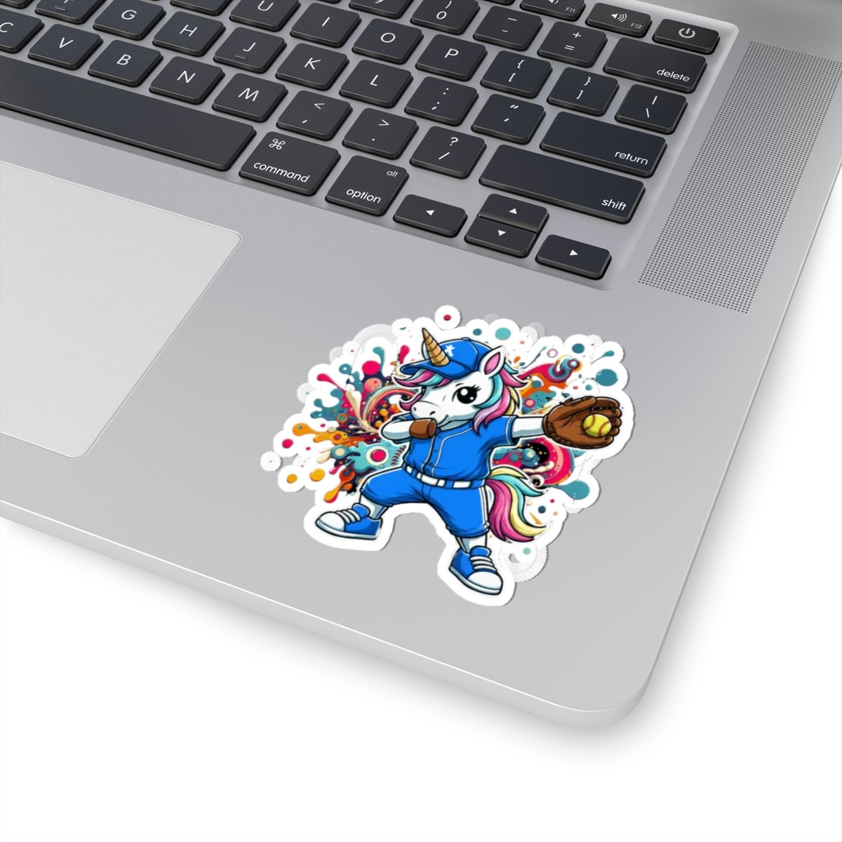 softball unicorn sticker — colorful dabbing unicorn with glove softball unicorn sticker — colorful dabbing unicorn with glove