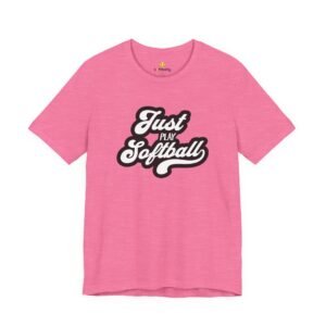 just play softball retro script t‑shirt (in pinks)