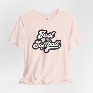 just play softball retro script t‑shirt (in pinks)