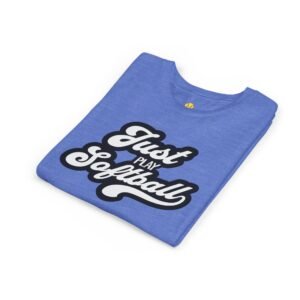 just play softball retro script t‑shirt in youth sizes