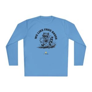 moisture wicking softball playing raccoon long sleeve tee we like free bases