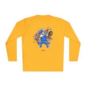 softball unicorn moisture wicking long sleeve shirt in unisex sizes — dabbing unicorn with softball glove