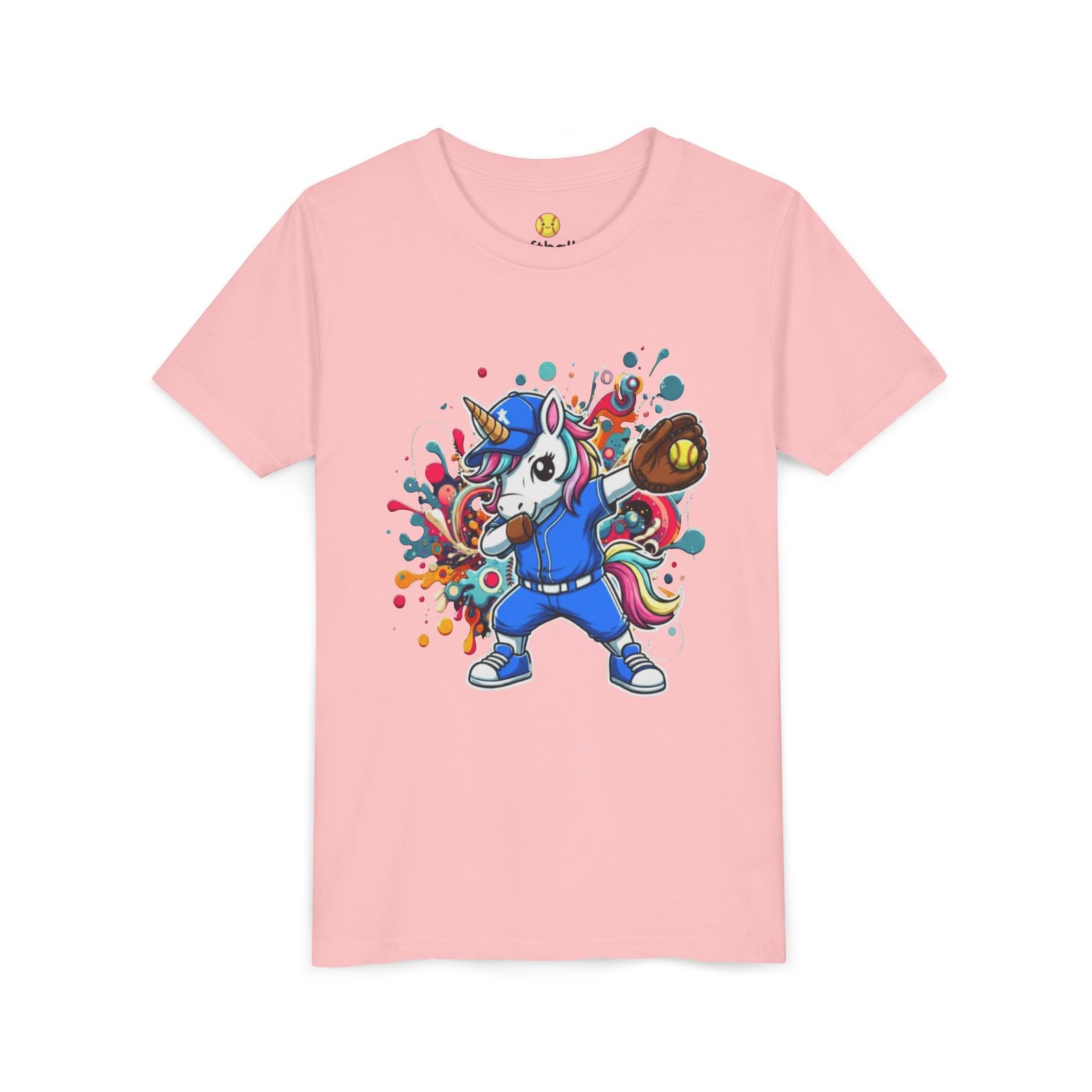 dabbing unicorn softball tee — colorful sports fun graphic t shirt in youth sizes dabbing unicorn softball tee — colorful sports fun graphic t shirt in youth sizes