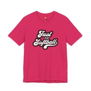 just play softball retro script t‑shirt (in pinks)