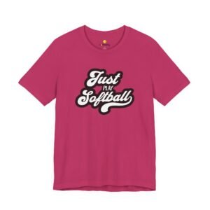just play softball retro script t‑shirt (in pinks)