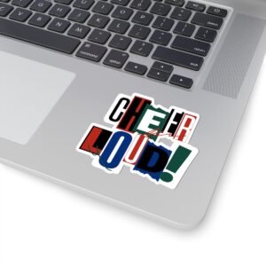 cheer loud! sticker — bold colorblock scrapbook style rally sticker