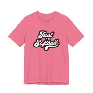 just play softball retro script t‑shirt (in pinks)