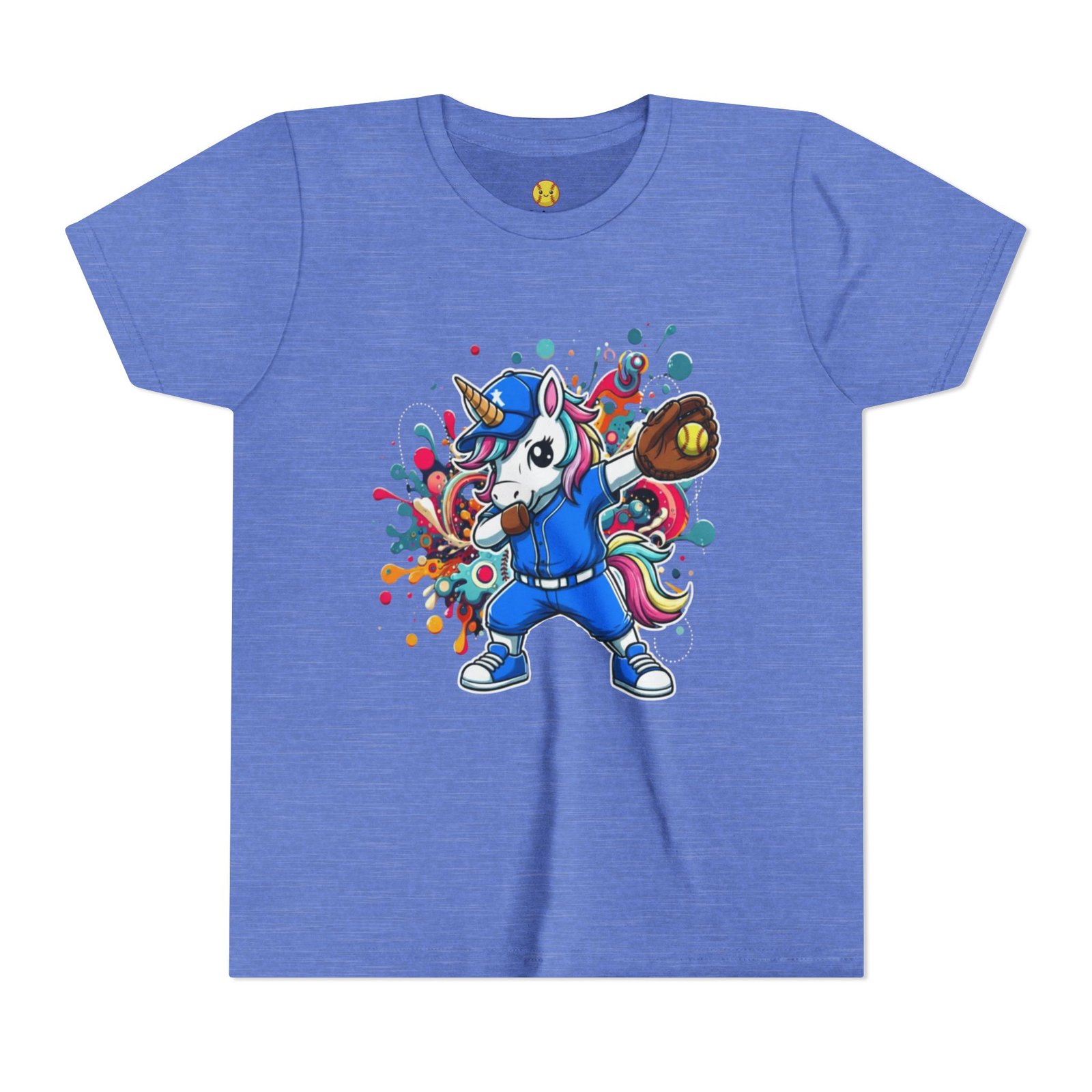 dabbing unicorn softball tee — colorful sports fun graphic t shirt in youth sizes dabbing unicorn softball tee — colorful sports fun graphic t shirt in youth sizes