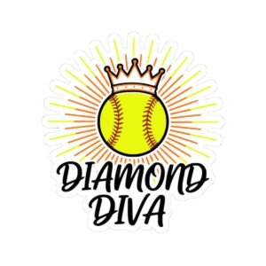 diamond diva softball sticker — crown & softball design