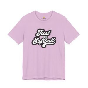 just play softball retro script t‑shirt (in pinks)