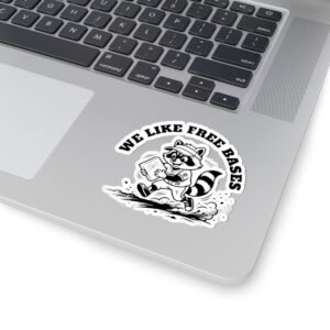 we like free bases raccoon softball sticker