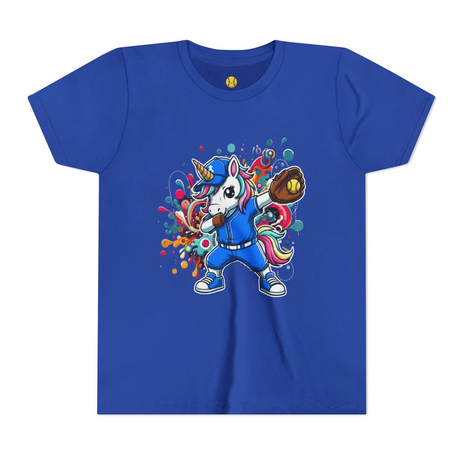 dabbing unicorn softball tee — colorful sports fun graphic t shirt in youth sizes dabbing unicorn softball tee — colorful sports fun graphic t shirt in youth sizes