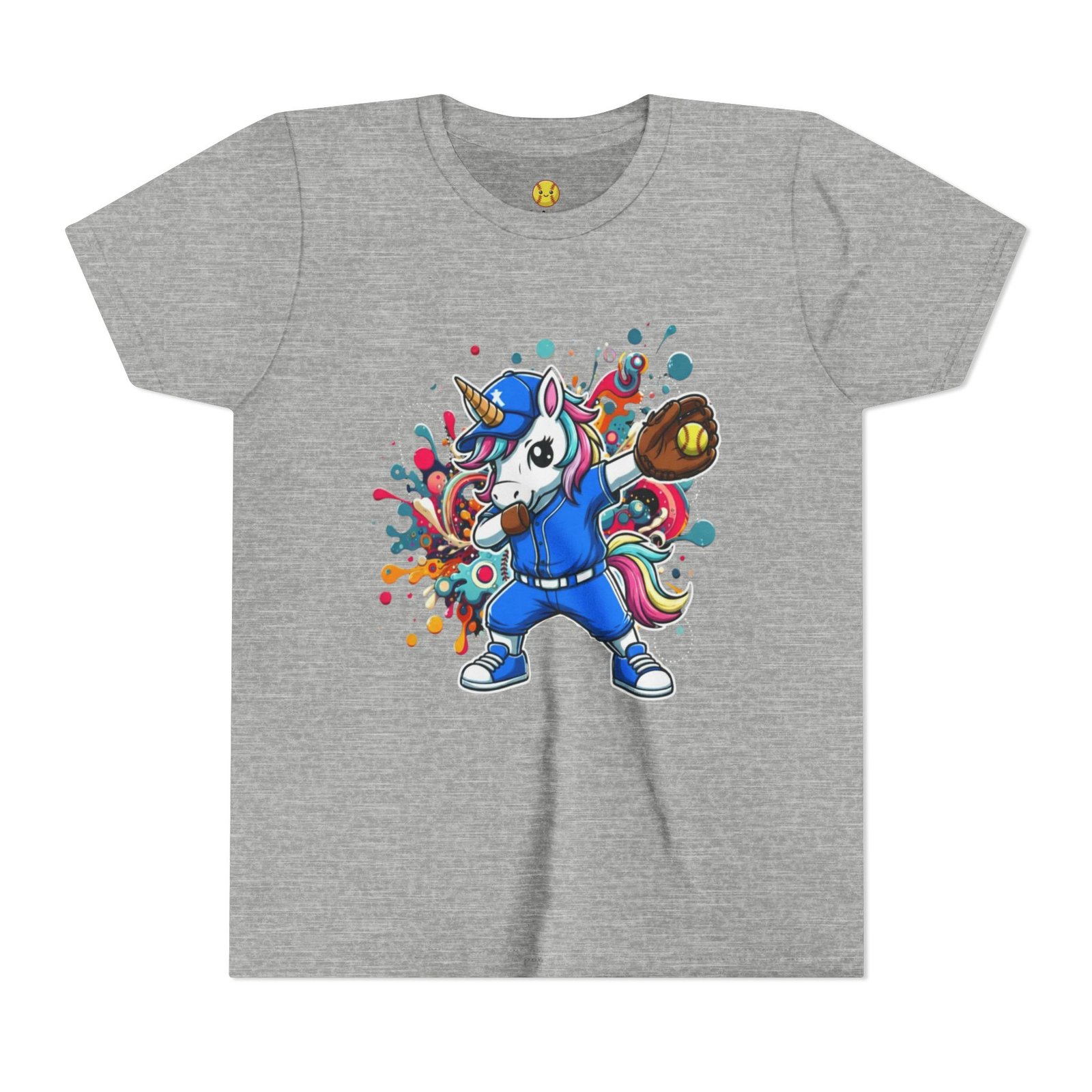 dabbing unicorn softball tee — colorful sports fun graphic t shirt in youth sizes dabbing unicorn softball tee — colorful sports fun graphic t shirt in youth sizes