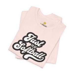 just play softball retro script t‑shirt (in pinks)
