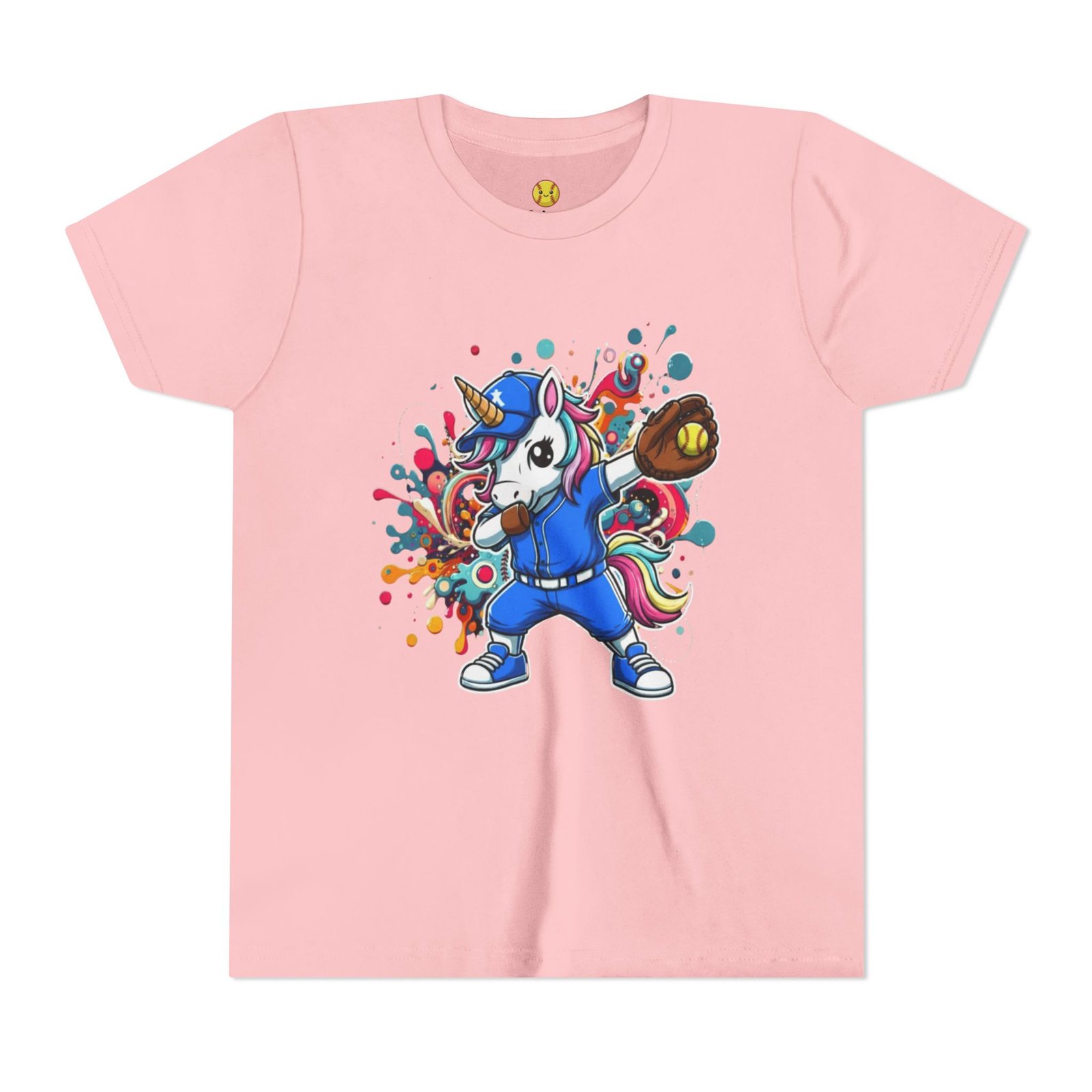 dabbing unicorn softball tee — colorful sports fun graphic t shirt in youth sizes dabbing unicorn softball tee — colorful sports fun graphic t shirt in youth sizes