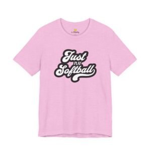 just play softball retro script t‑shirt (in pinks)