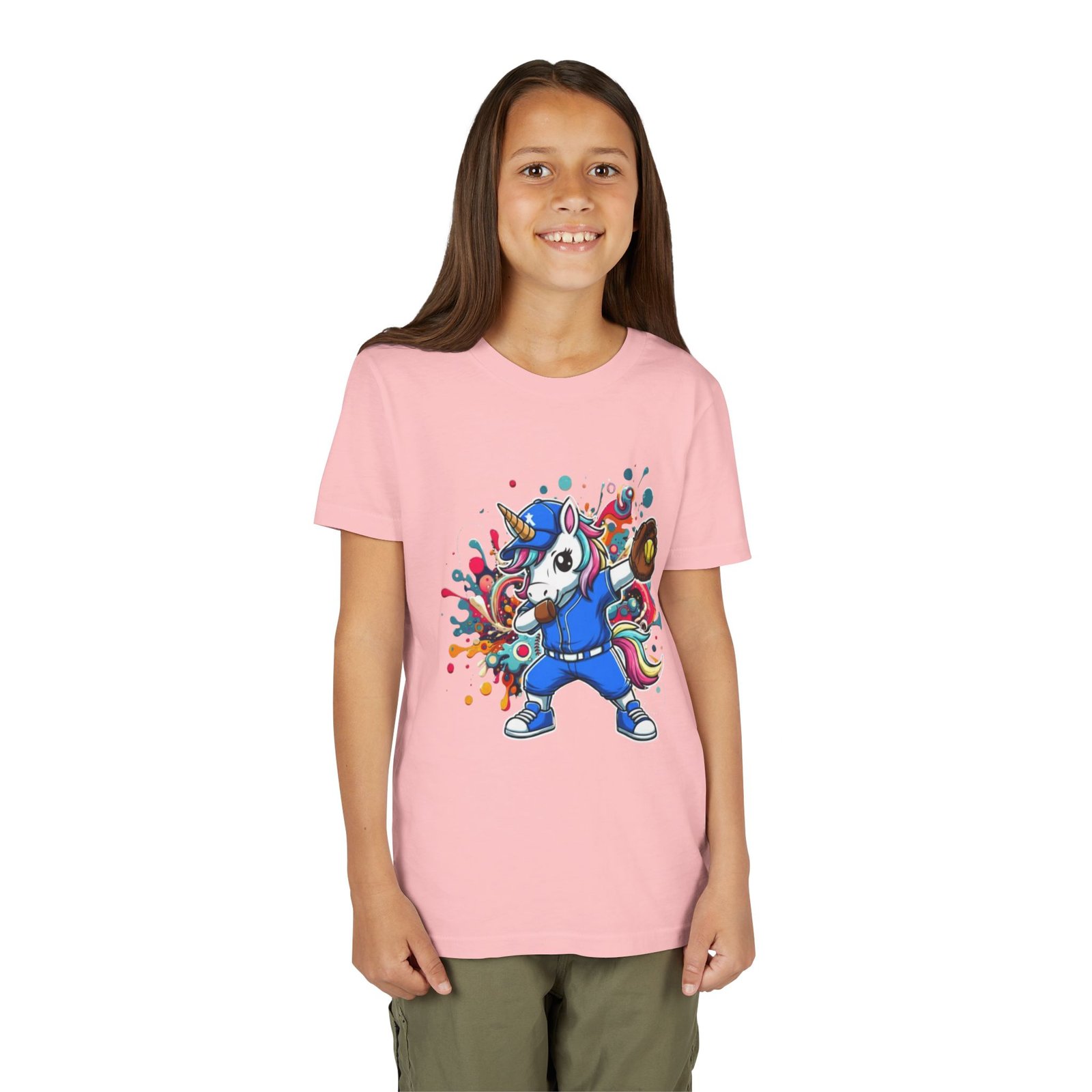 dabbing unicorn softball tee — colorful sports fun graphic t shirt in youth sizes dabbing unicorn softball tee — colorful sports fun graphic t shirt in youth sizes
