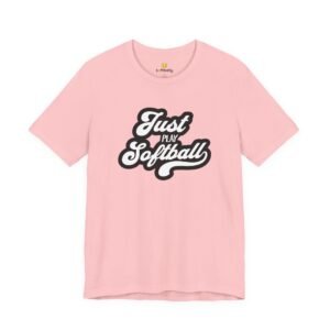 just play softball retro script t‑shirt (in pinks)