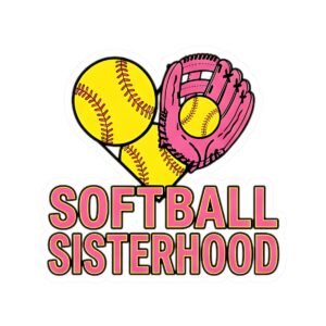 softball sisterhood sticker — pink glove & yellow ball sticker