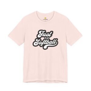 just play softball retro script t‑shirt (in pinks)