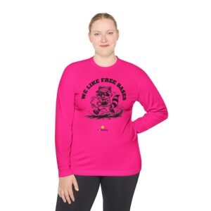 moisture wicking softball playing raccoon long sleeve tee we like free bases