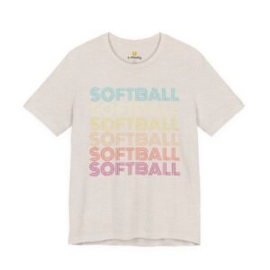 softball retro wave tee — pastel repeating softball graphic