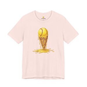 melting softball t‑shirt — dripping softball ice cream graphic tee