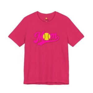 softball mom t shirt pink retro script mom with softball graphic