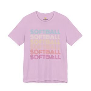 softball retro wave tee — pastel repeating softball graphic