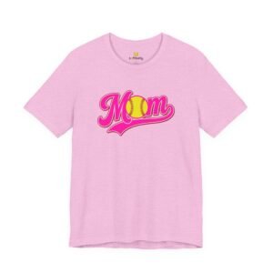 softball mom t shirt pink retro script mom with softball graphic
