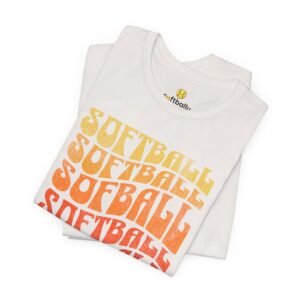 softball retro stack t‑shirt — vintage sunset gradient softball graphic tee
