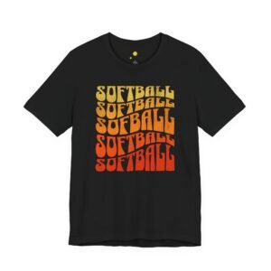 softball retro stack t‑shirt — vintage sunset gradient softball graphic tee