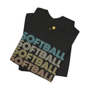 softball retro wave tee — pastel repeating softball graphic