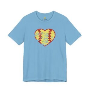 softball heart vintage graphic tee — cute yellow and red retro softball love t‑shirt