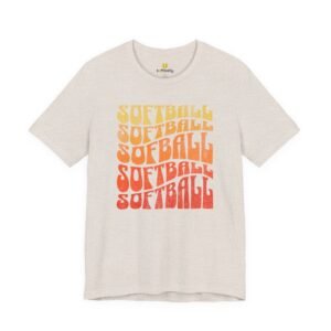 softball retro stack t‑shirt — vintage sunset gradient softball graphic tee