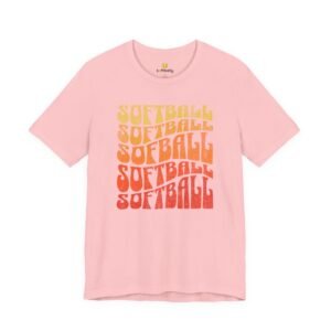softball retro stack t‑shirt — vintage sunset gradient softball graphic tee