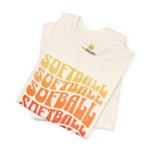 softball retro stack t‑shirt — vintage sunset gradient softball graphic tee