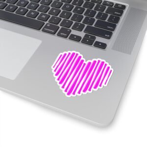 softball bat heart in neon pink — kiss cut sticker
