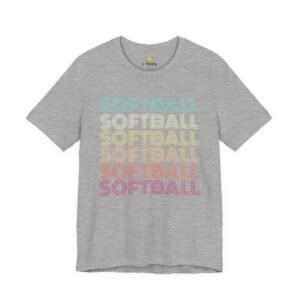 softball retro wave tee — pastel repeating softball graphic