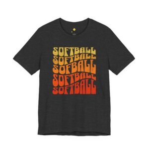 softball retro stack t‑shirt — vintage sunset gradient softball graphic tee