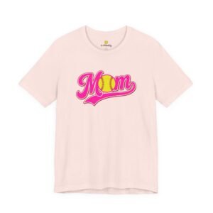 softball mom t shirt pink retro script mom with softball graphic