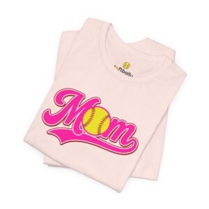 softball mom t shirt pink retro script mom with softball graphic