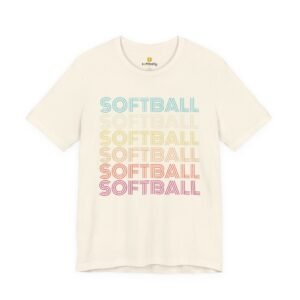 softball retro wave tee — pastel repeating softball graphic